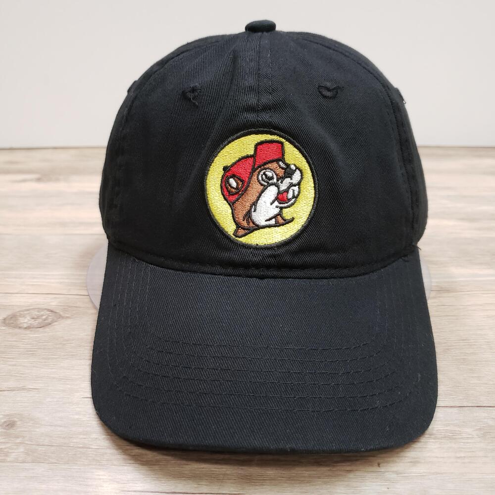 Buc-ee's Hat Cap Strap Back Black Cotton Twill Logo Dad Mens One Size Adjustable